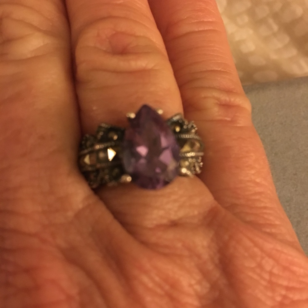 Judith Jack Gorgeous amethyst and marcasite ring💜